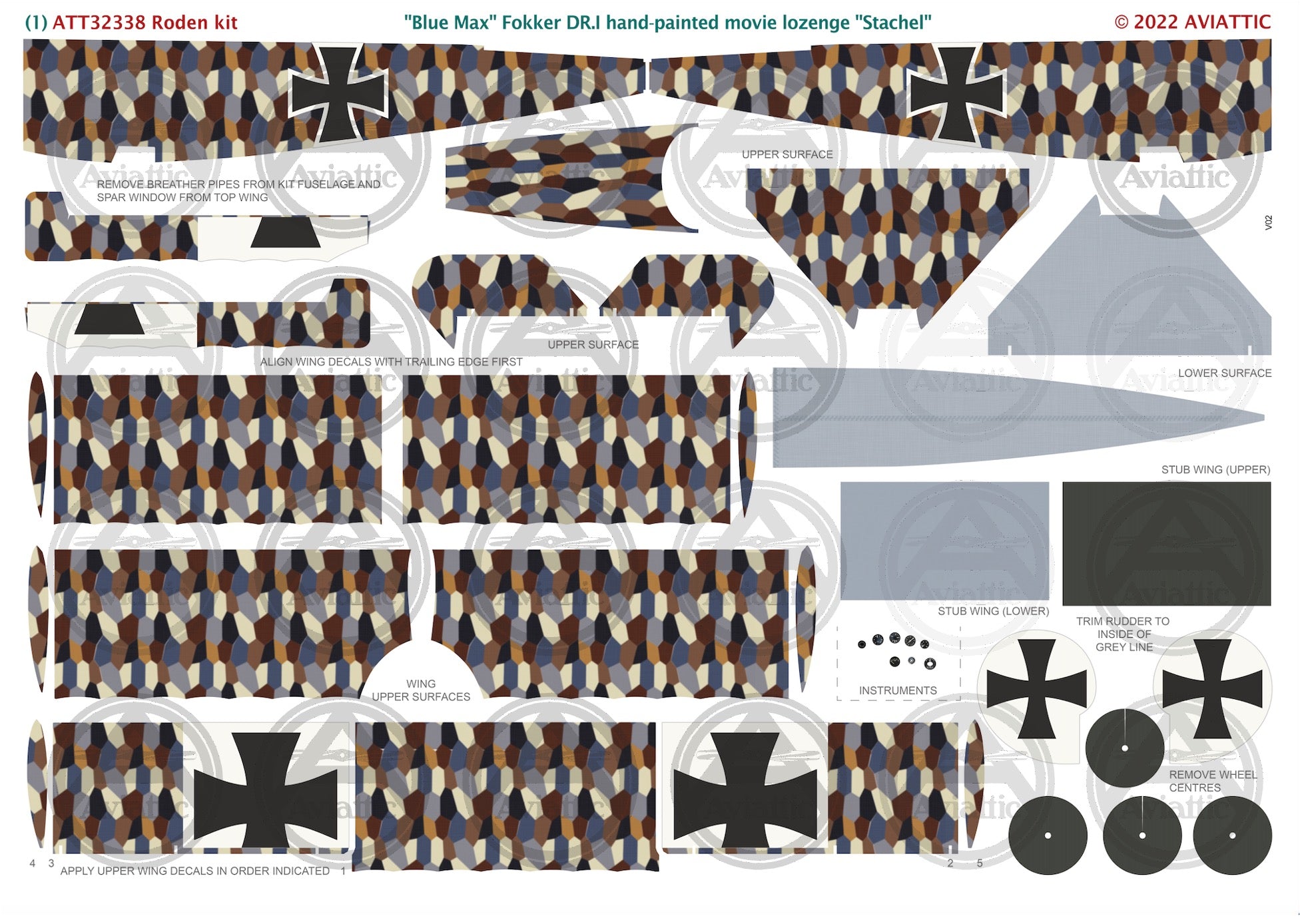 1/32 - Roden - Blue Max Fokker Dr.I Stachel + conversion set ATTRES044