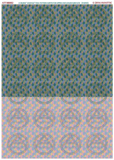 1/48 - 4 colour lozenge - full pattern - upper and lower surfaces - faded