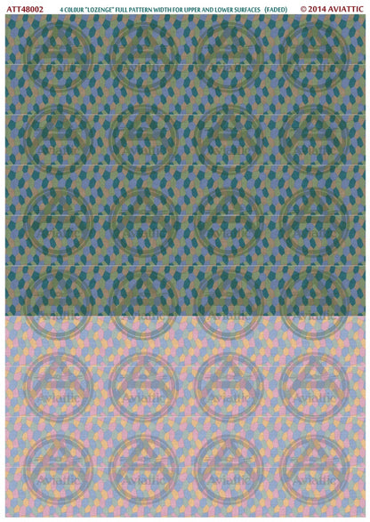 1/48 - 4 colour lozenge - full pattern - upper and lower surfaces - faded