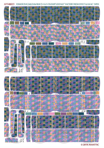 1/48 - Eduard - Fokker D.VII (Alb/OAW) - 4 & 5 colour lozenge - lilac tapes - factory fresh (x2)