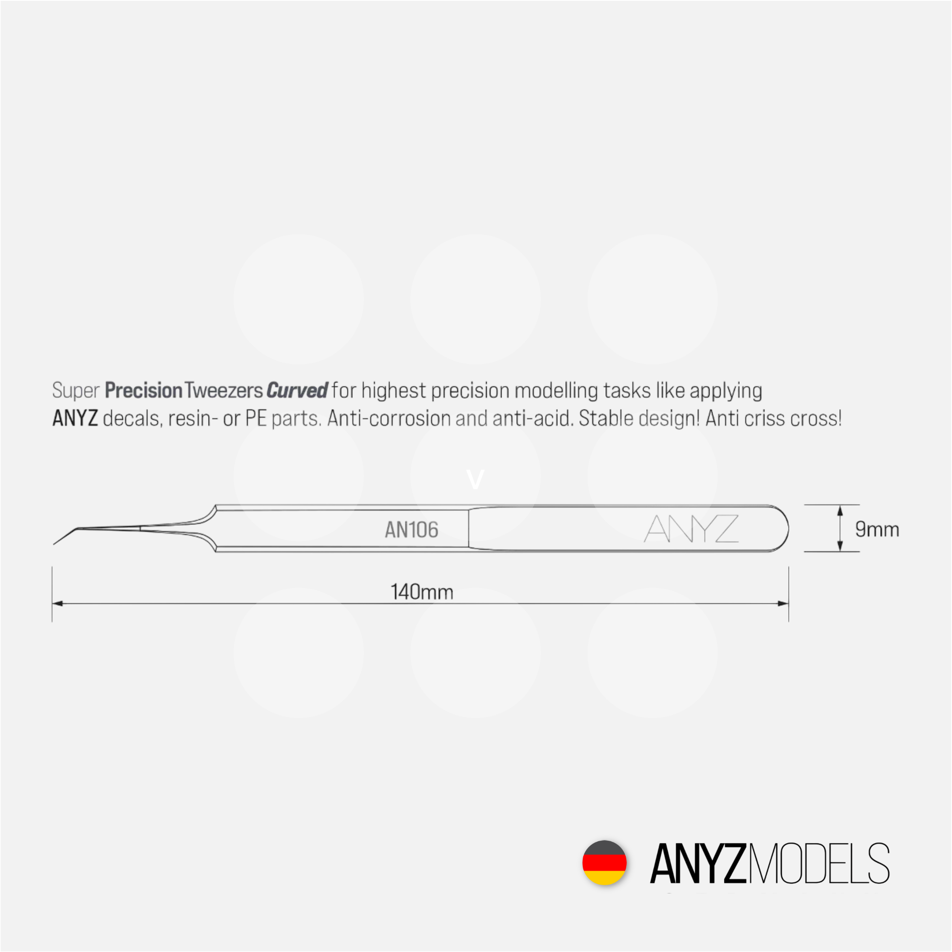 Anyz Models - Super Precision Tweezers Curved - Stainless Steel - AN106 - Gothaforce