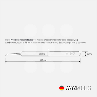Anyz Models - Super Precision Tweezers Curved - Stainless Steel - AN106 - Gothaforce