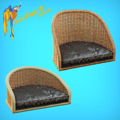 1/48 British Wicker Seats Full Back Short & Tall No Leather Pad