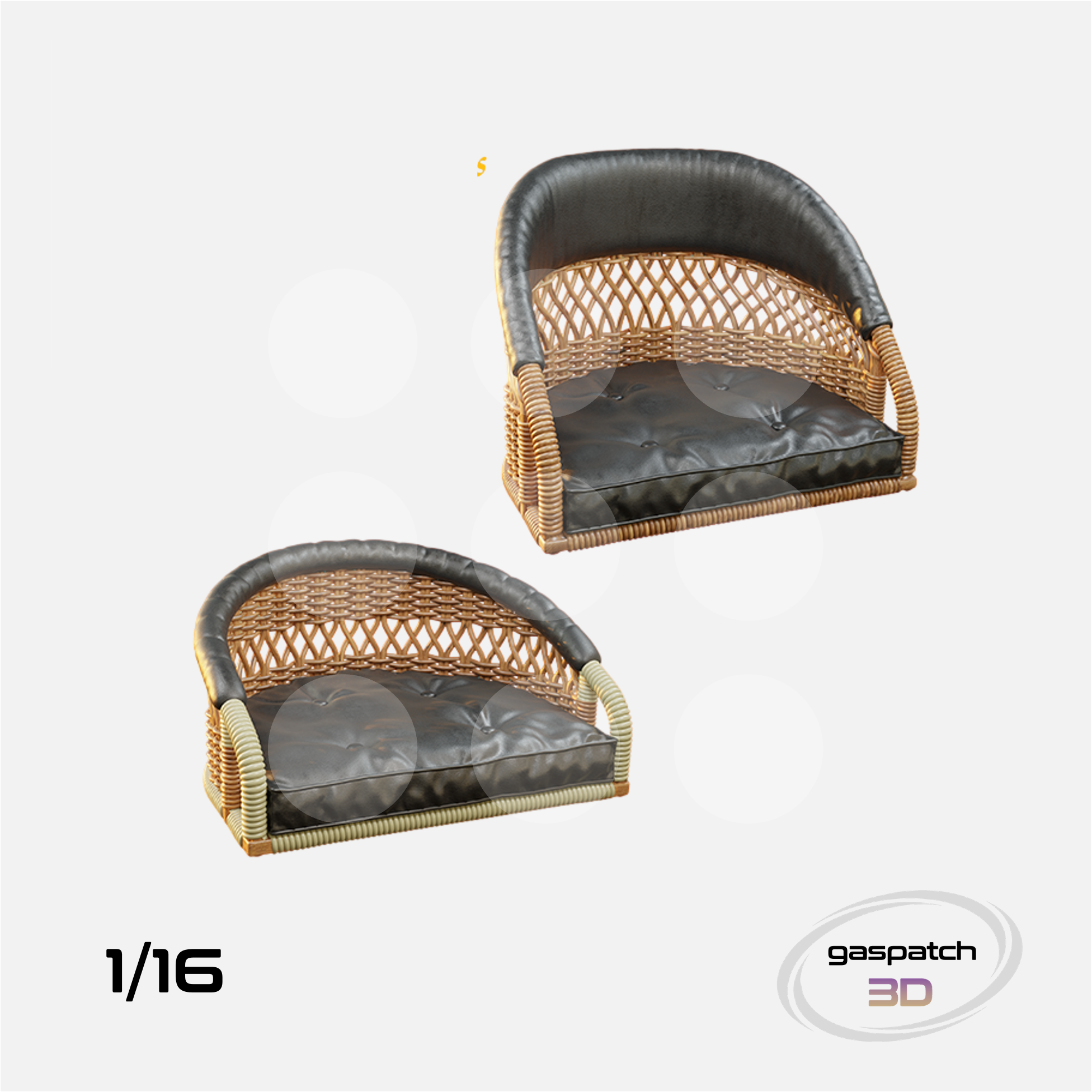 1/16 British Wicker Seats Perforated Back Short Small Leather Pad & Tall Big Leather Pad