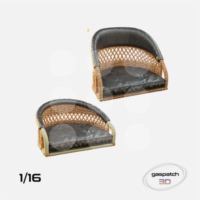 1/16 British Wicker Seats Perforated Back Short Small Leather Pad & Tall Big Leather Pad