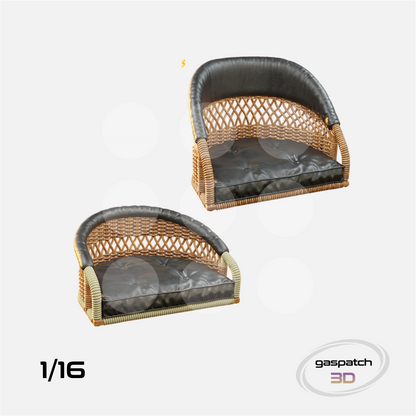 1/16 British Wicker Seats Perforated Back Short Small Leather Pad & Tall Big Leather Pad