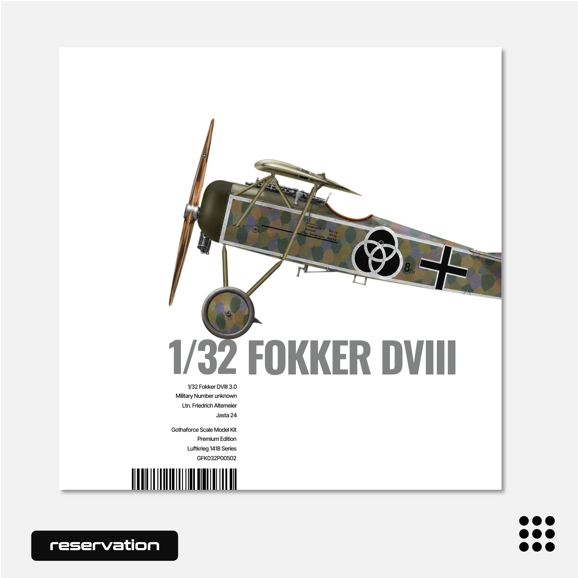 1/32 Fokker EV 3.0 Friedrich Altemeier - Reservation