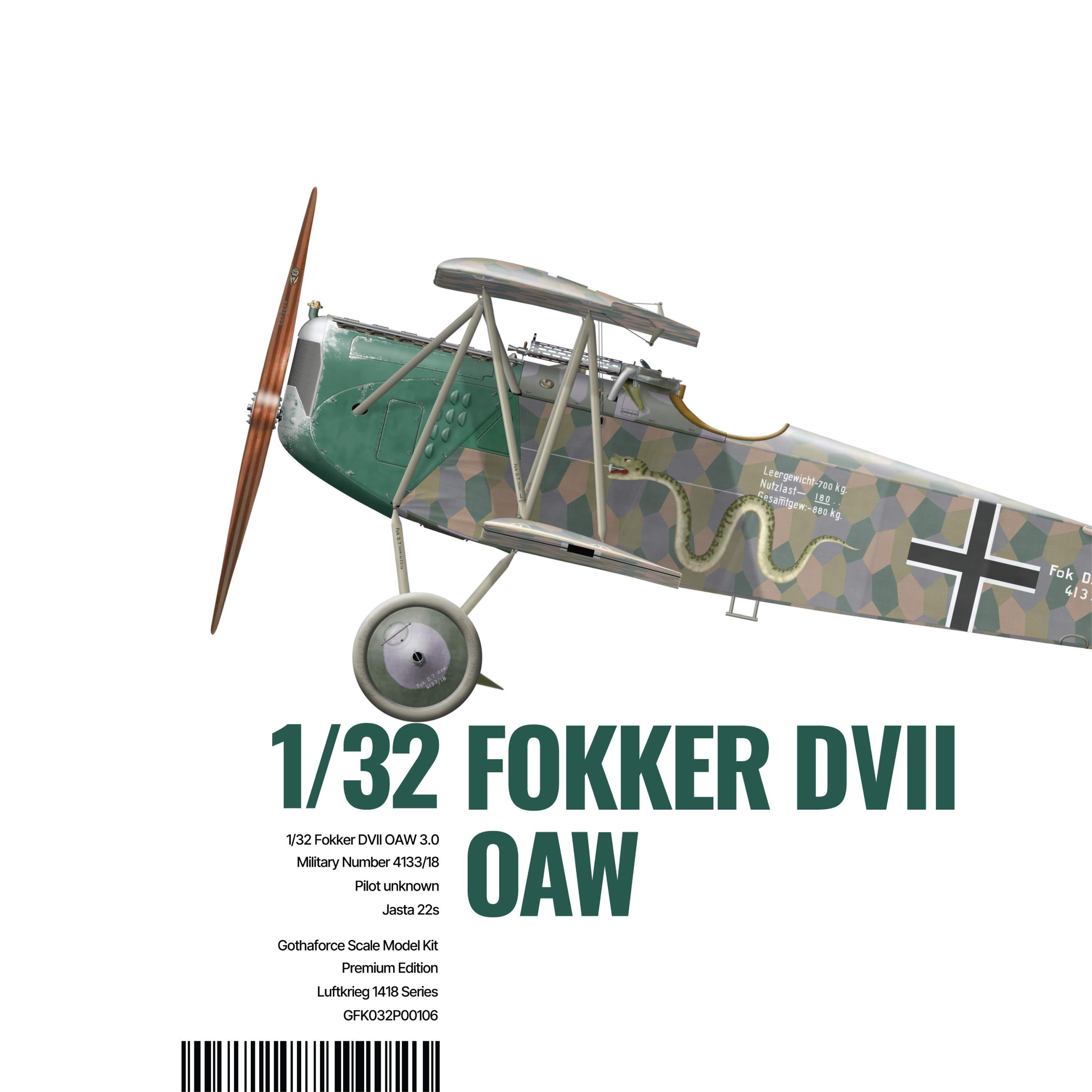 Gothaforce - Fokker DVII OAW 3.0 4133/18 - 1/32 scale - GFK032P01006