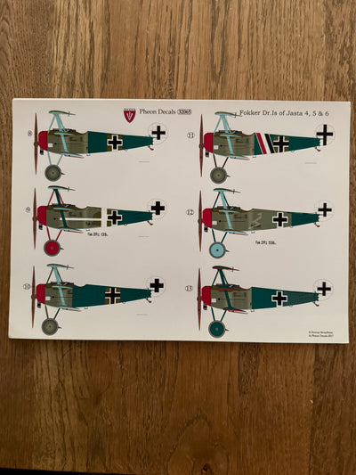 Pheon Decals Glossy Pack Fokker Dr.I