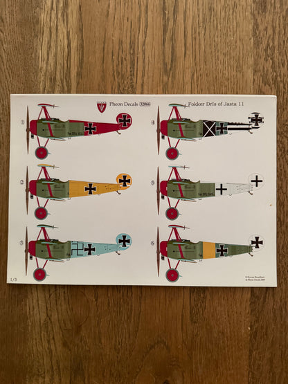 Pheon Decals Glossy Pack Fokker Dr.I