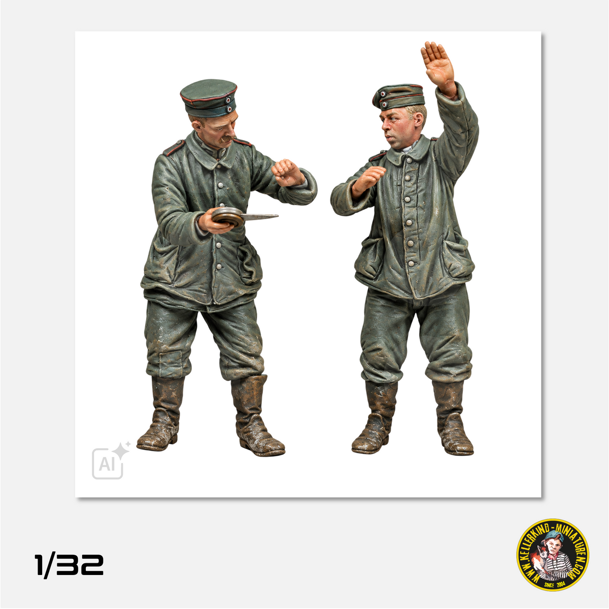 1/32 German mechanics lubricating the engine