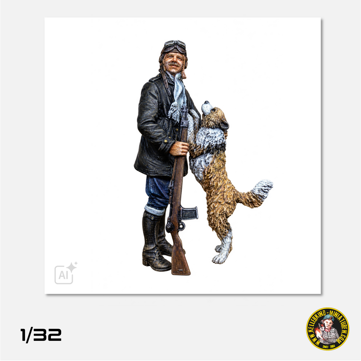 1/32 German naval pilot with rifle 98 and dog