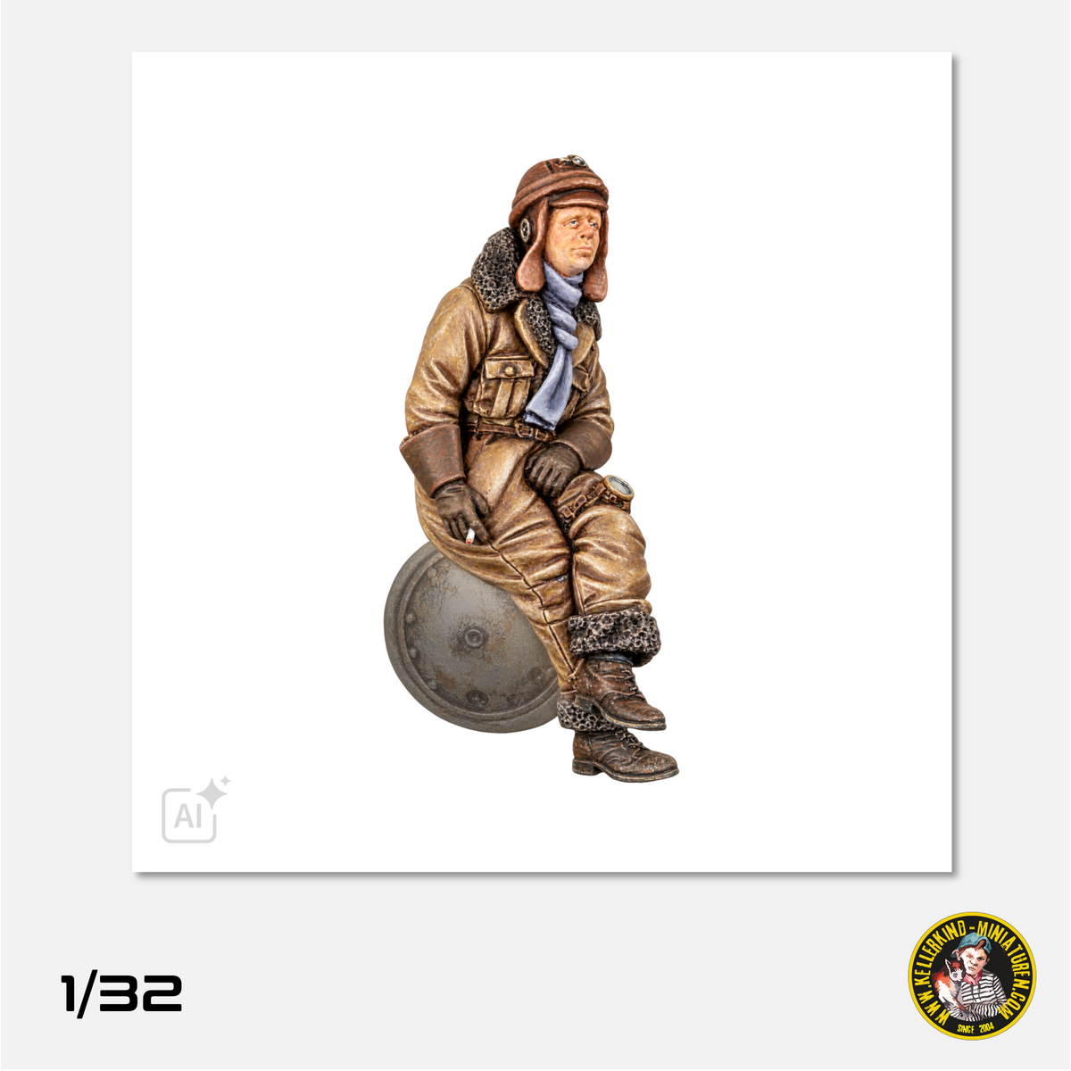1/32 French pilot sitting on a wheel "Cigarette Break"