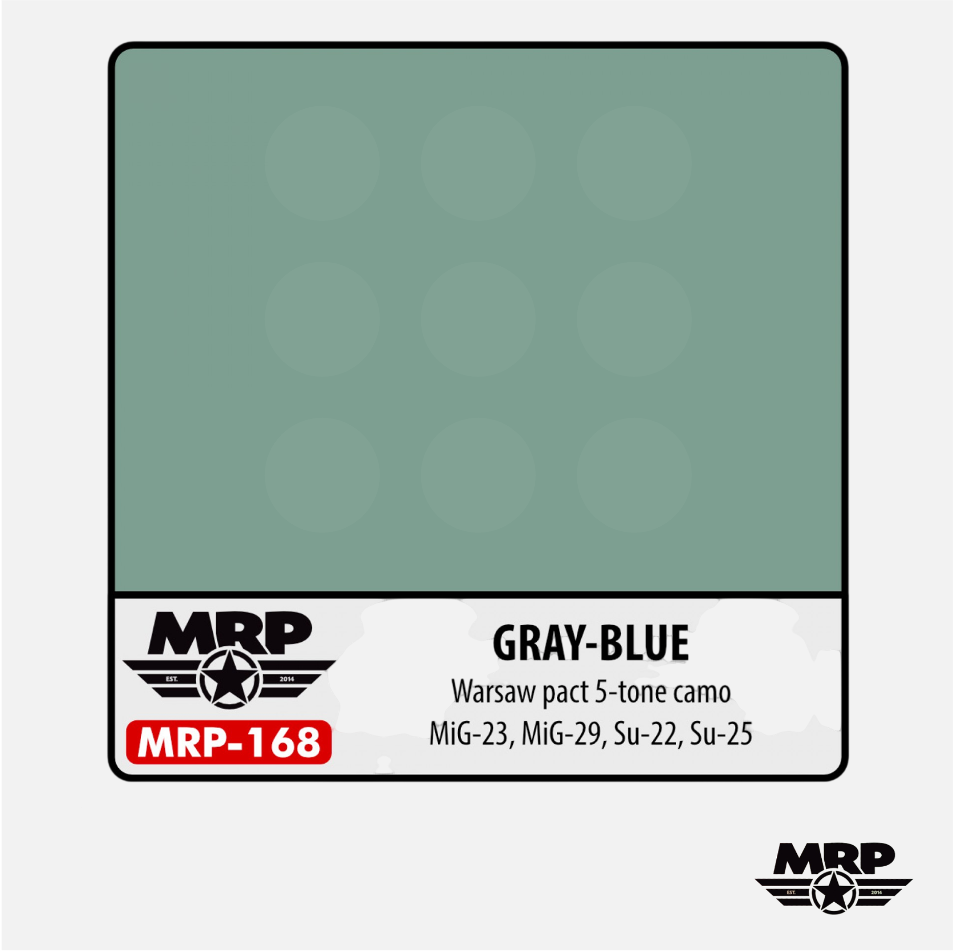 Mr.Paint - Acrylic Lacquer Paint - Gray-Blue Warsaw Pact 5-tone Camo MiG-23, MiG-29, Su-22, Su-25 - MRP-168 - Gothaforce