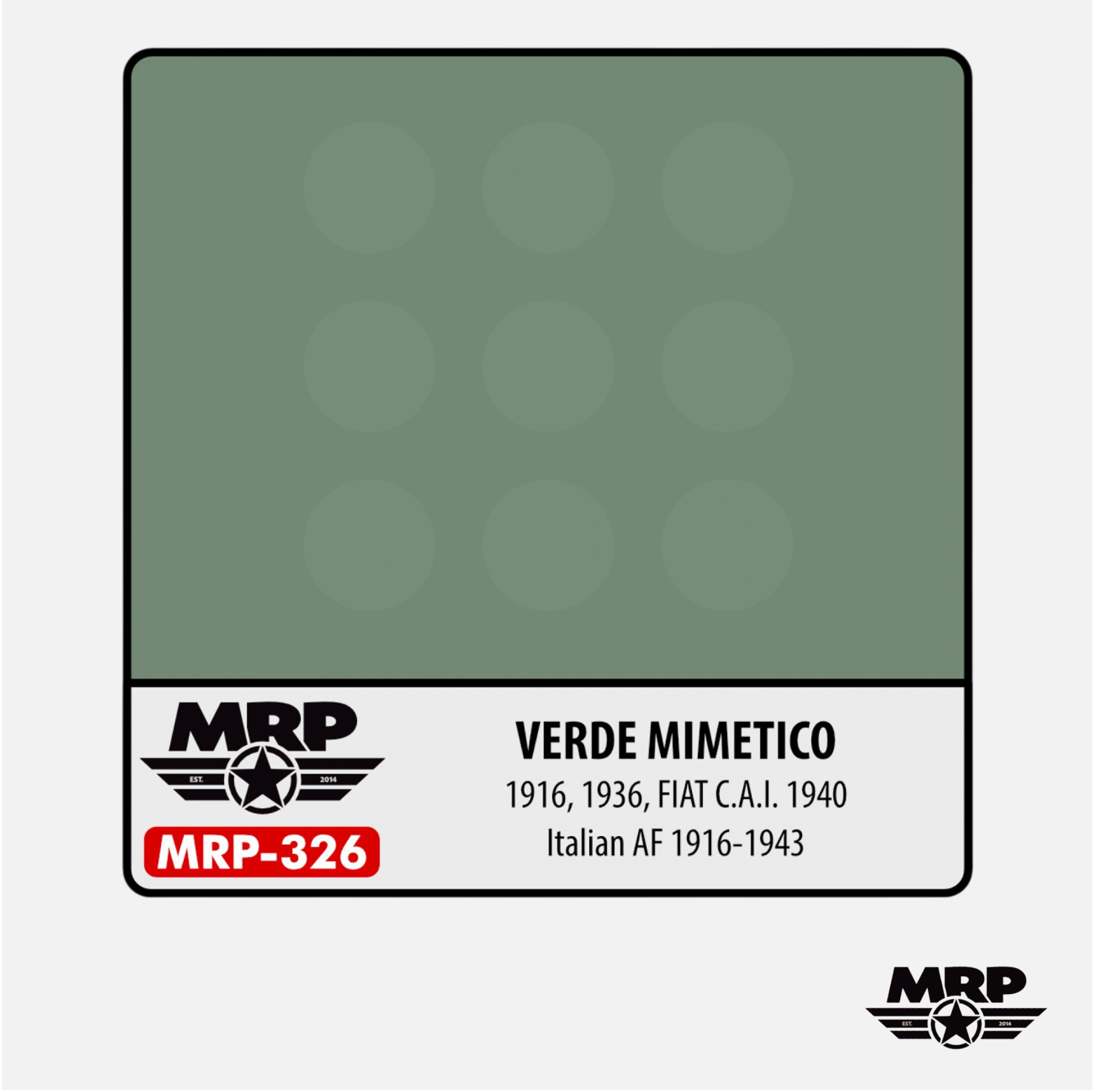 Mr.Paint - Acrylic Lacquer Paint - Verde Mimetico – 1916, 1936, FIAT C.A.I. 1940 (Italian AF 1916-43) - MRP-326 - Gothaforce