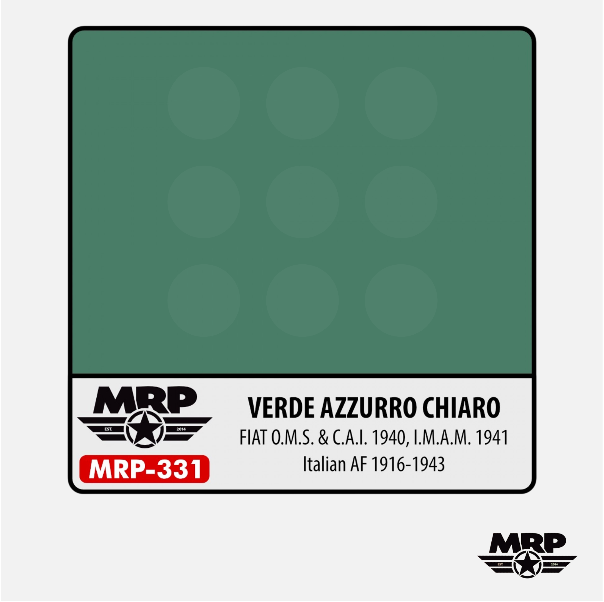 Mr.Paint - Acrylic Lacquer Paint - Verde Azzurro Chiaro – FIAT O.M.S. & C.A.I. 1940, I.M.A.M. 1941 (Italian AF 1916-43) - MRP-331 - Gothaforce