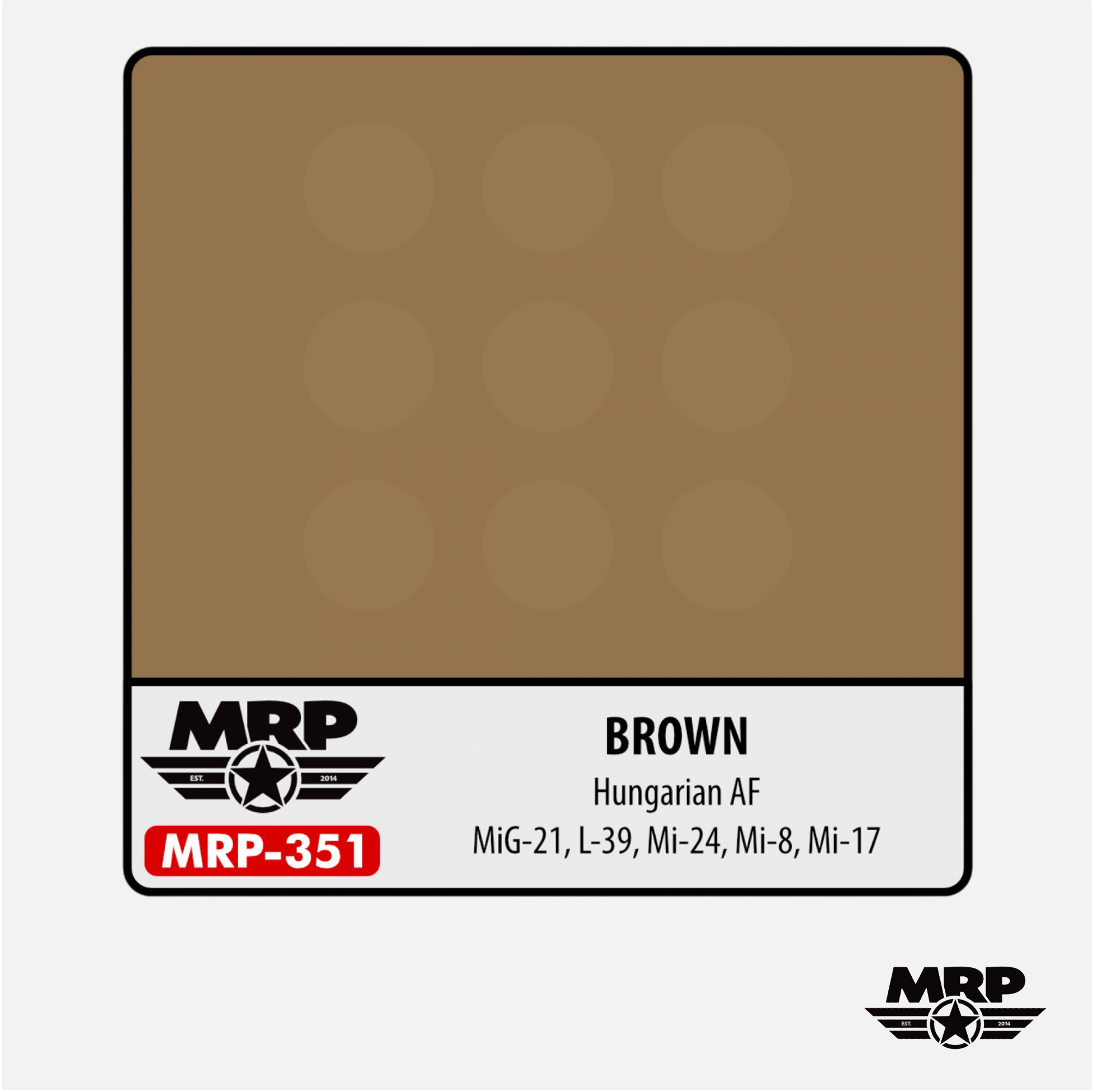 Mr.Paint - Acrylic Lacquer Paint - Brown Hungarian AF MiG-21, L-39, Mi-24, Mi-8, Mi-17 - MRP-351 - Gothaforce