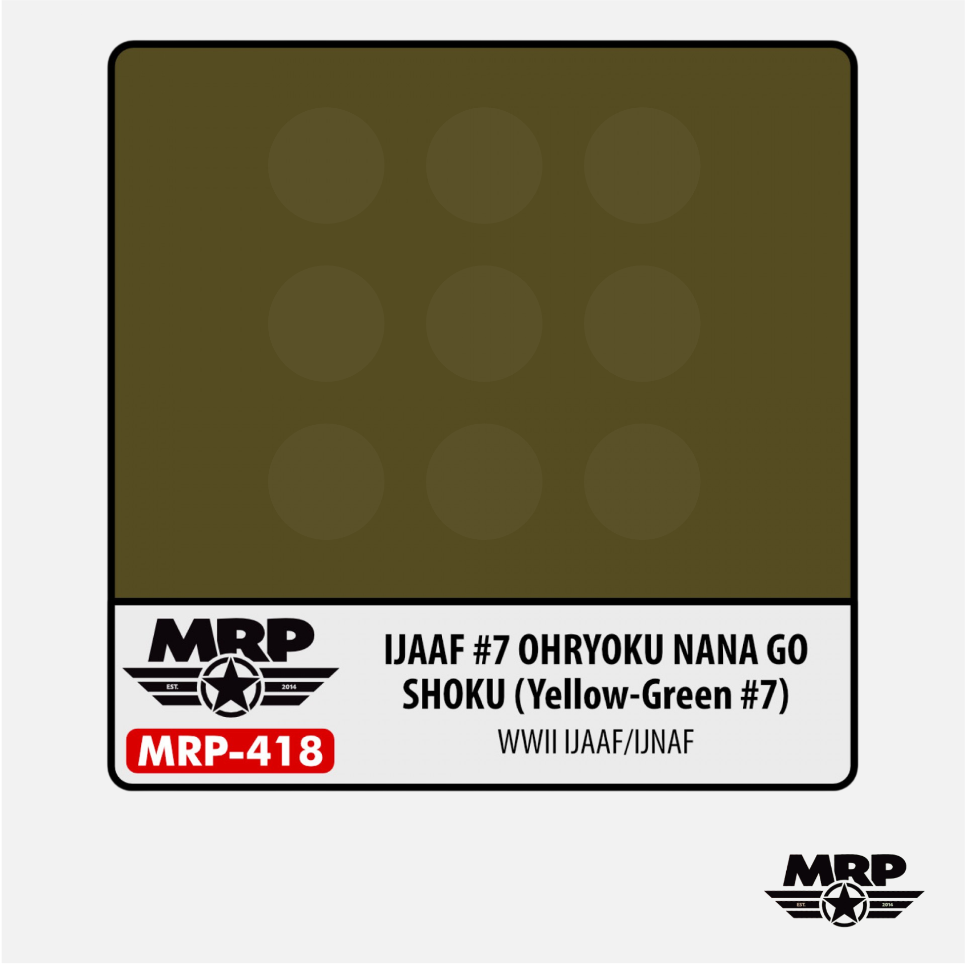 Mr.Paint - Acrylic Lacquer Paint - IJAAF #7 A0 Ohryoku Nana Go Shoku Yellow-Green WWII IJAAF/IJNAF - MRP-418 - Gothaforce