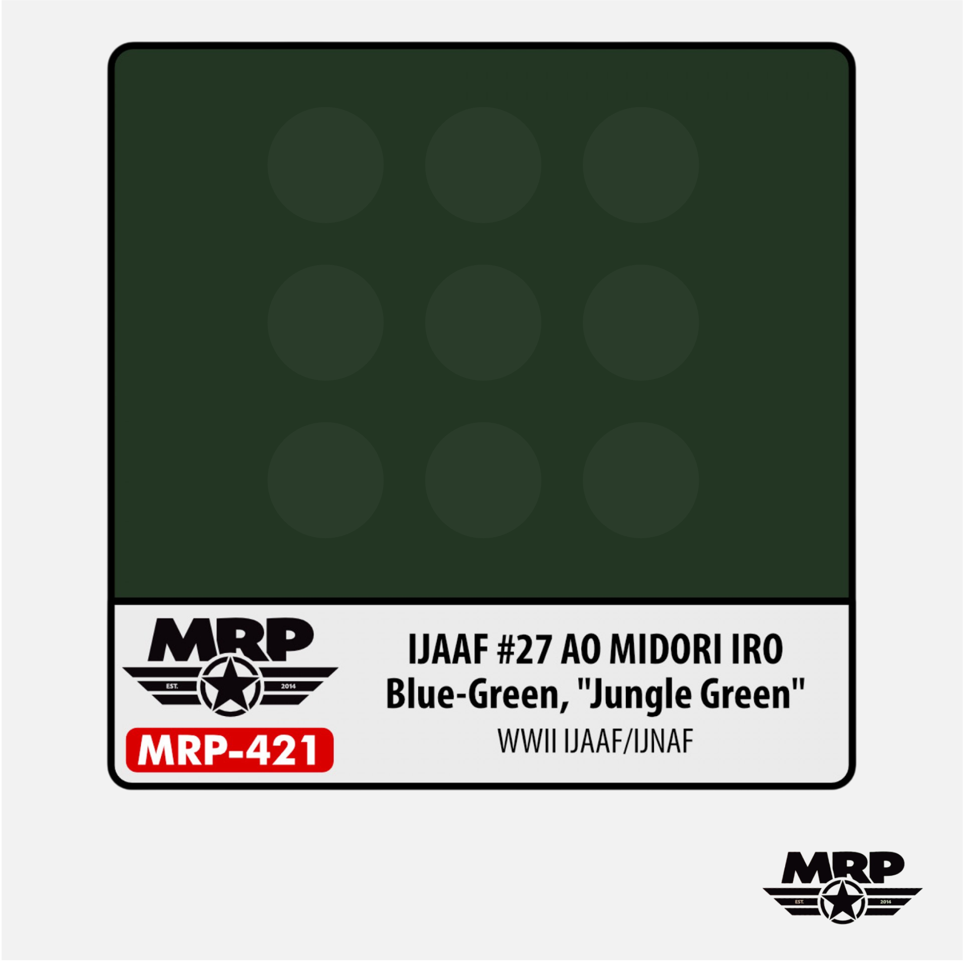 Mr.Paint - Acrylic Lacquer Paint - IJAAF #27 A0 Midori IRO Blue Green, Jungle Green WWII IJAAF/IJNAF - MRP-421 - Gothaforce
