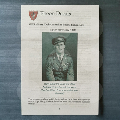 Pheon Decals - Harry Cobby Australia Ace & Instructor - 1/32 scale - 32073L Ltd Edition