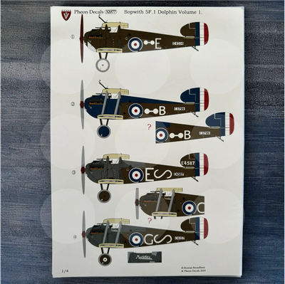 Pheon Decals - Sopwith 5F.1 Snipe Dolphin Volume 1 - 1/32 scale - 32077