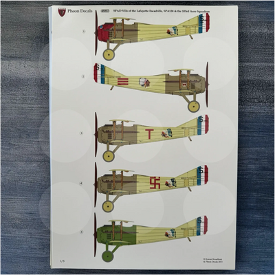 Pheon Decals - Spad VIIs of the Lafayette  - 1/48 scale - 48002