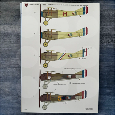 Pheon Decals - Spad VIIs of the Lafayette  - 1/48 scale - 48002