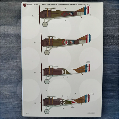 Pheon Decals - Spad VIIs of the Lafayette  - 1/48 scale - 48002