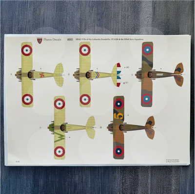 Pheon Decals - Spad VIIs of the Lafayette  - 1/48 scale - 48002