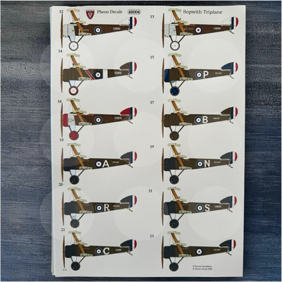 Pheon Decals - Sopwith Triplane  - 1/48 scale - 48004