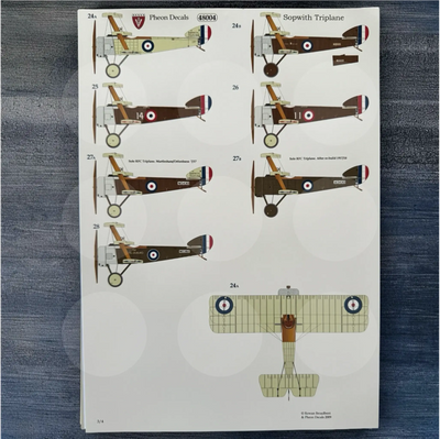 Pheon Decals - Sopwith Triplane  - 1/48 scale - 48004