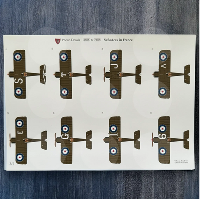 Pheon Decals - Se.5a Hissol & Viper Aces in France  - 1/48 scale - 48006