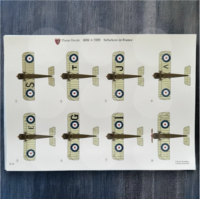 Pheon Decals - Se.5a Hissol & Viper Aces in France  - 1/48 scale - 48006