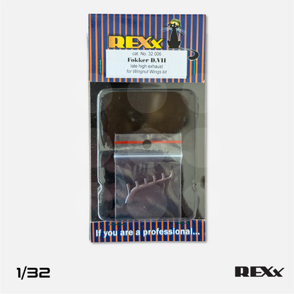 REXx Exhausts - Fokker D.VII Late High exhaust for Wingnut Wings - 1/32 scale - REXX-32006 - Gothaforce
