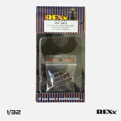 REXx Exhausts - AMC DH.9 Exhaust & Carburetor pipes for Wingnut Wings (scheme A,E) - 1/32 scale - REXX-32069 - Gothaforce
